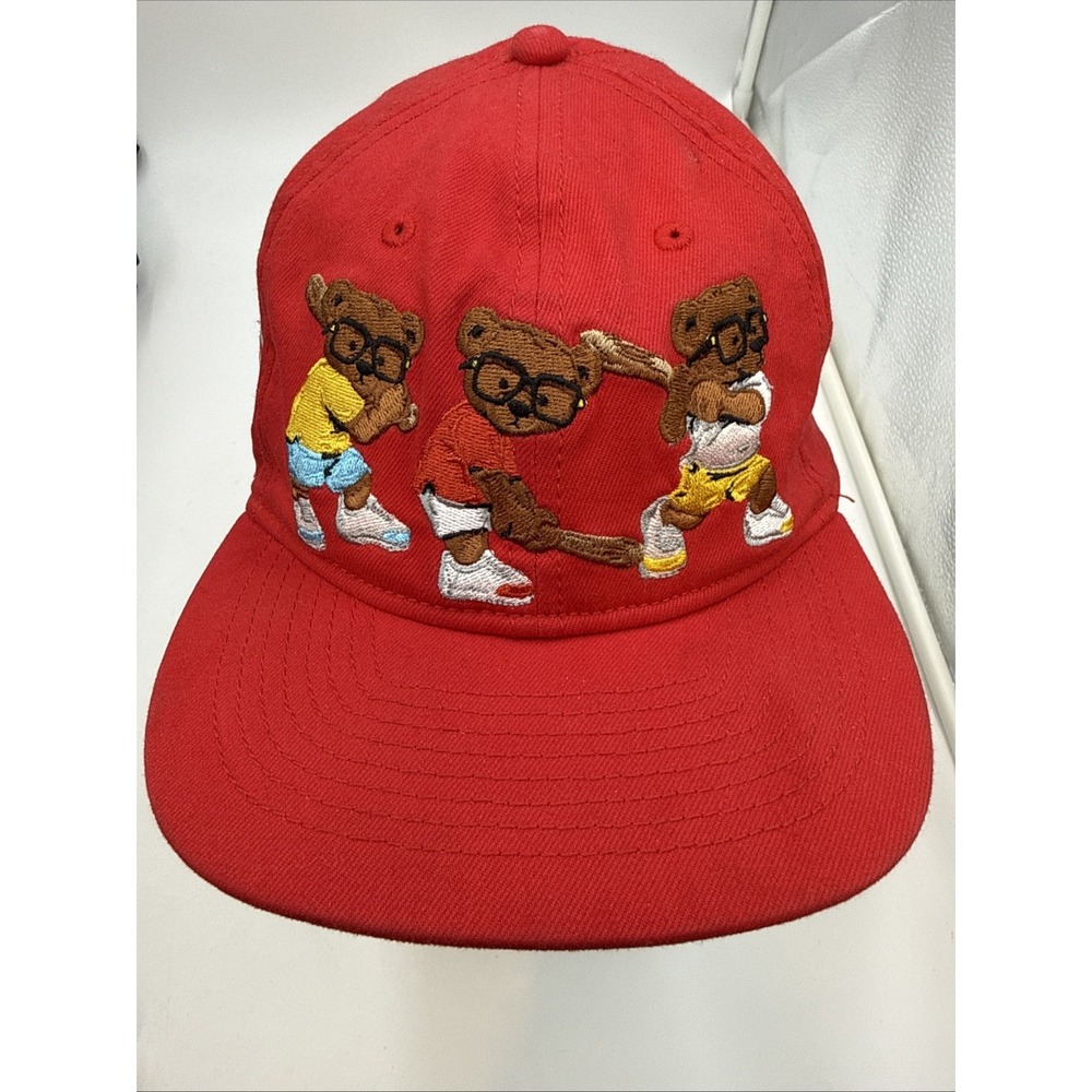 T.I Hustle Gang "Quality Trap Uniform" 3 Bear Baseball Fitted Hat Cap RED